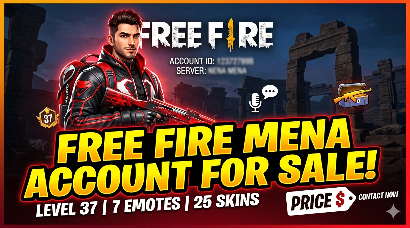 Free Fire MENA Account for Sale – Level 37 | 7 Emotes | 25 Skins | iOS | Fast Delivery