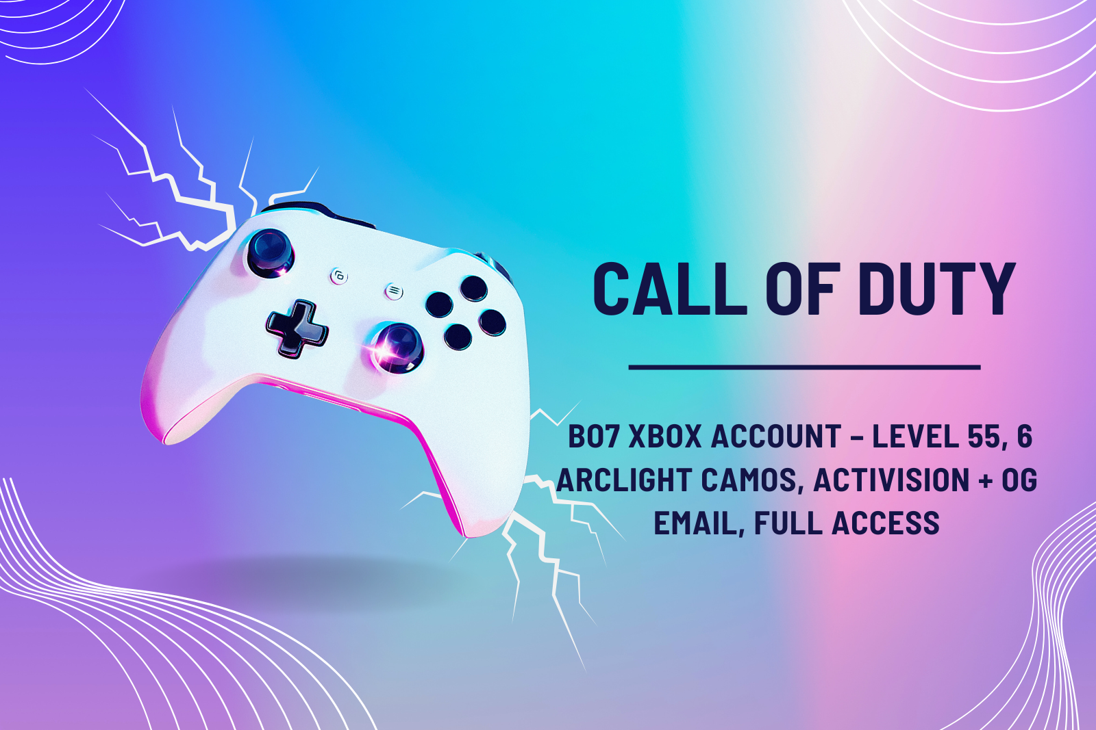 BO7 Xbox Account – Level 55, 6 Arclight Camos, Activision + OG Email, Full Access Slide 1