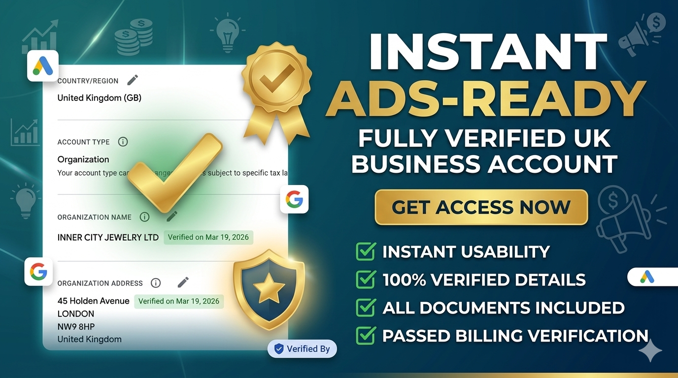 GG Ads UK Verified Organization Account – Full Access