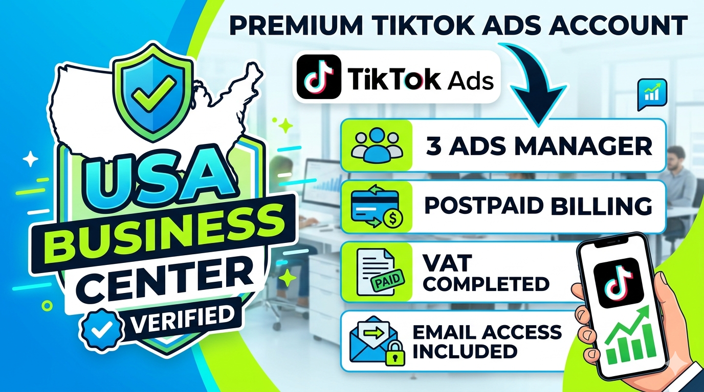 USA Business Center Verified TikTok Ads Account - 3 Ads Manager