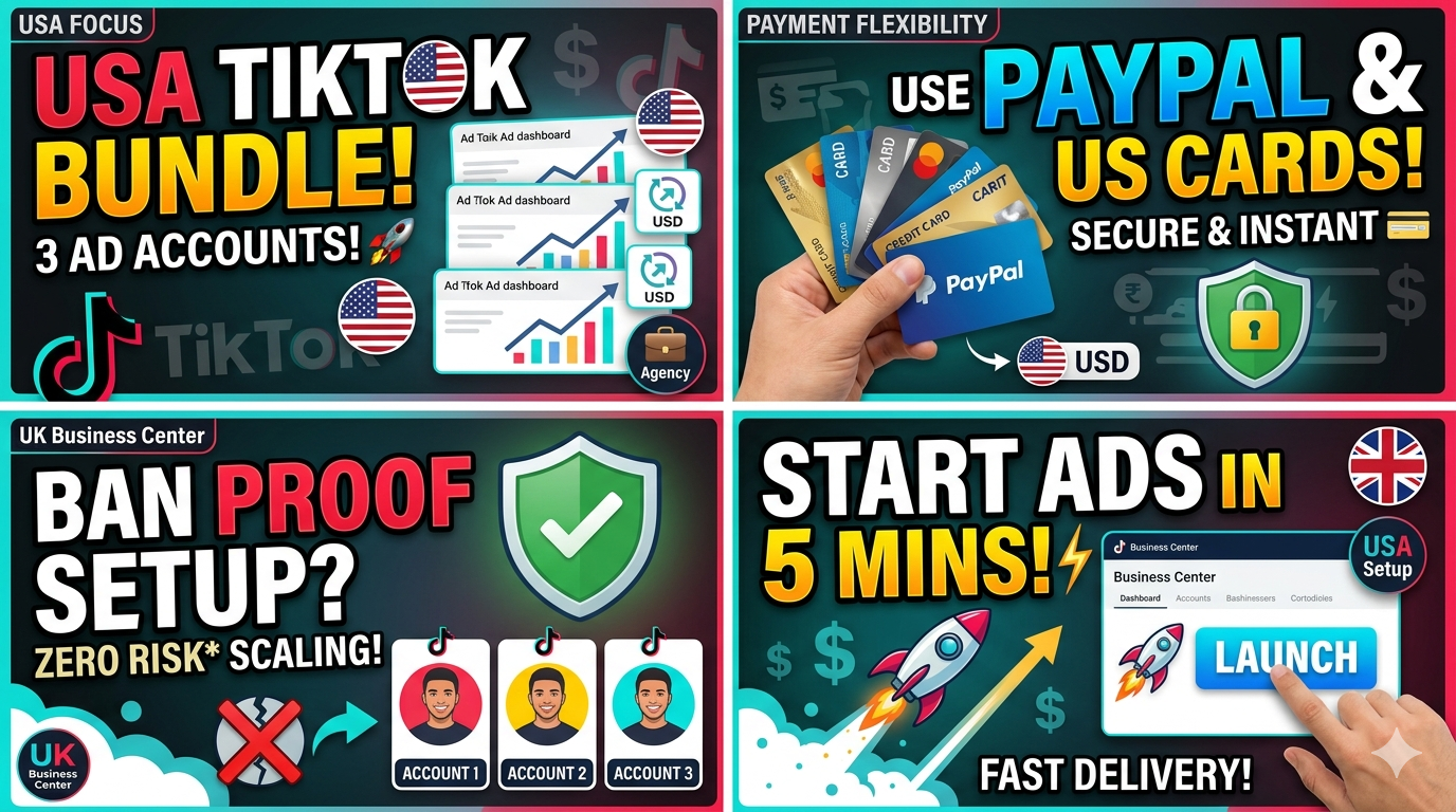 USA TikTok Business Center + Ads Bundle (Registered • 3 Ad Accounts • PayPal/US Card Ready)