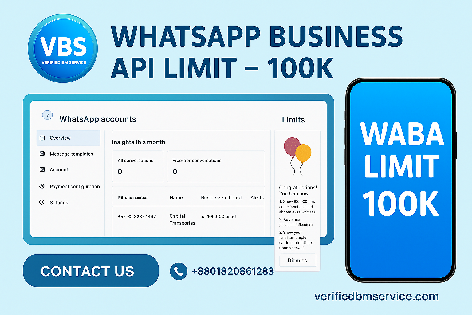 Buy WhatsApp Business API Limit 100,000 With FB Verified BM