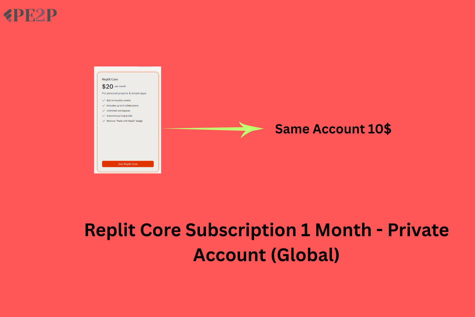 Replit Core $40 Credits - Private Account  1 Month